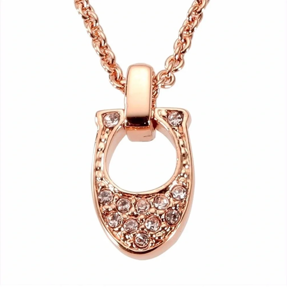 COACH Pave‎ Signature C Crystal Rose Gold Necklace NWT
